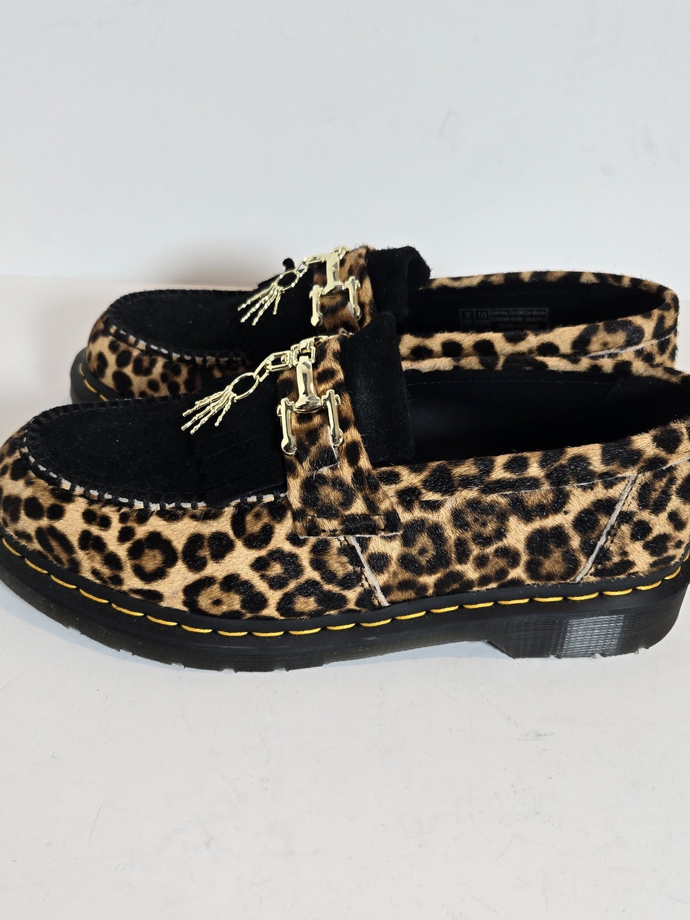Dr. Martens Leopard Print Black Suede Tassel Loafers with Gold Hardware - Picture 5 of 6